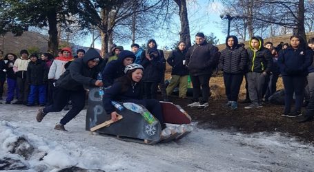 Liceo polivalente de Lonquimay realizó primera competencia de trineos con material reutilizable