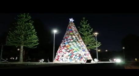 Lonquimay: Recubren simbólicamente con mascarillas árbol de Navidad